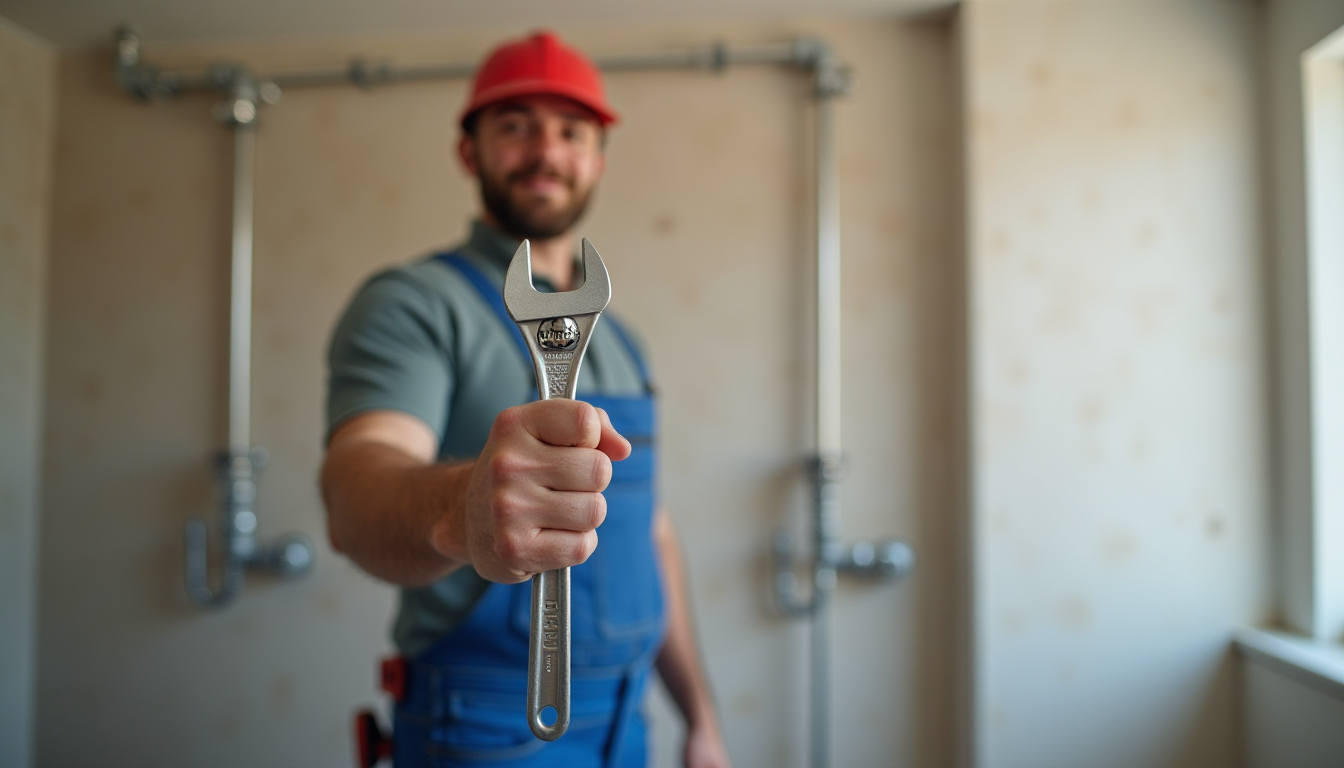 a plumber holding a wrench