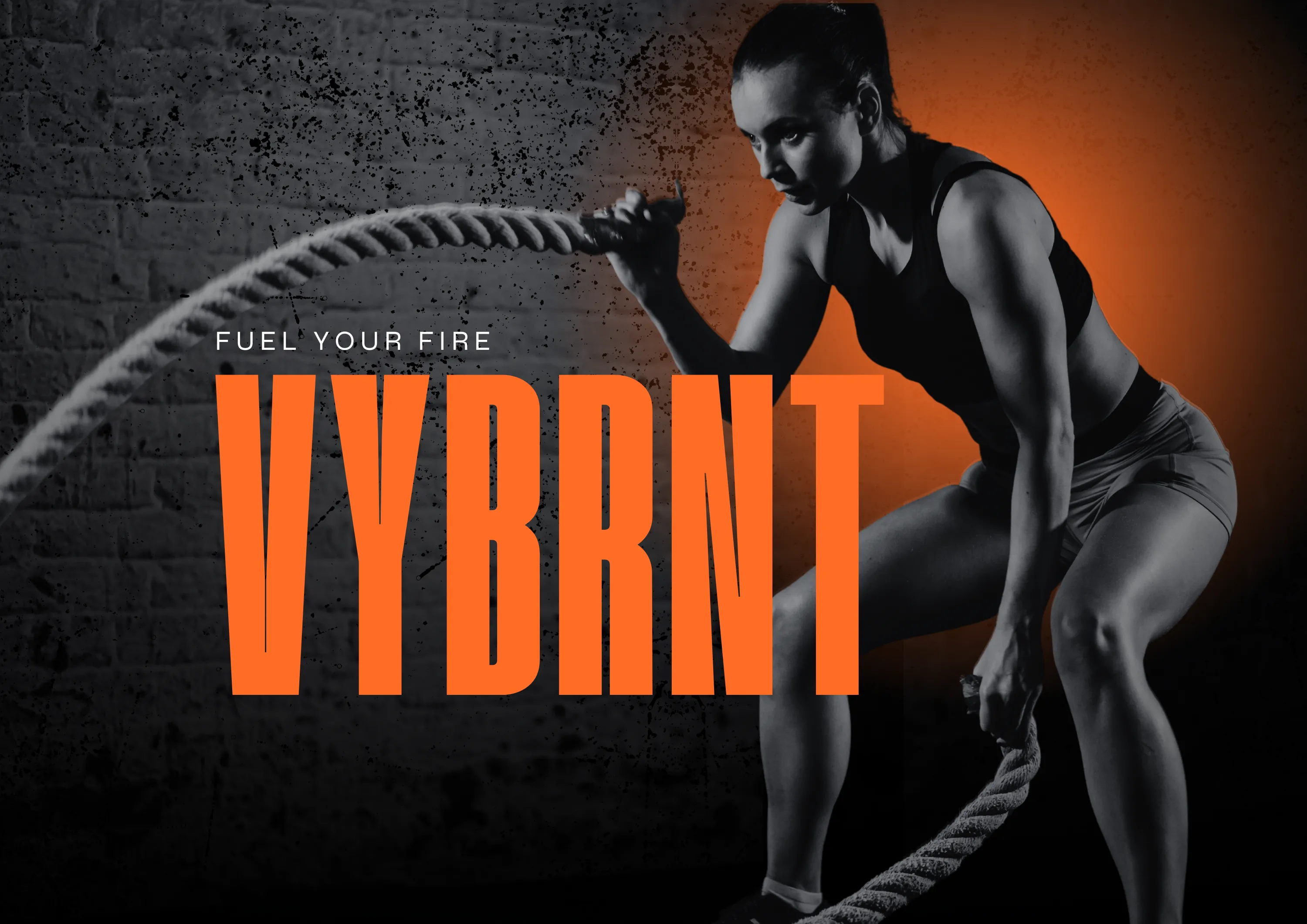 black and white photo of women working out with big bold VYBRANT text.