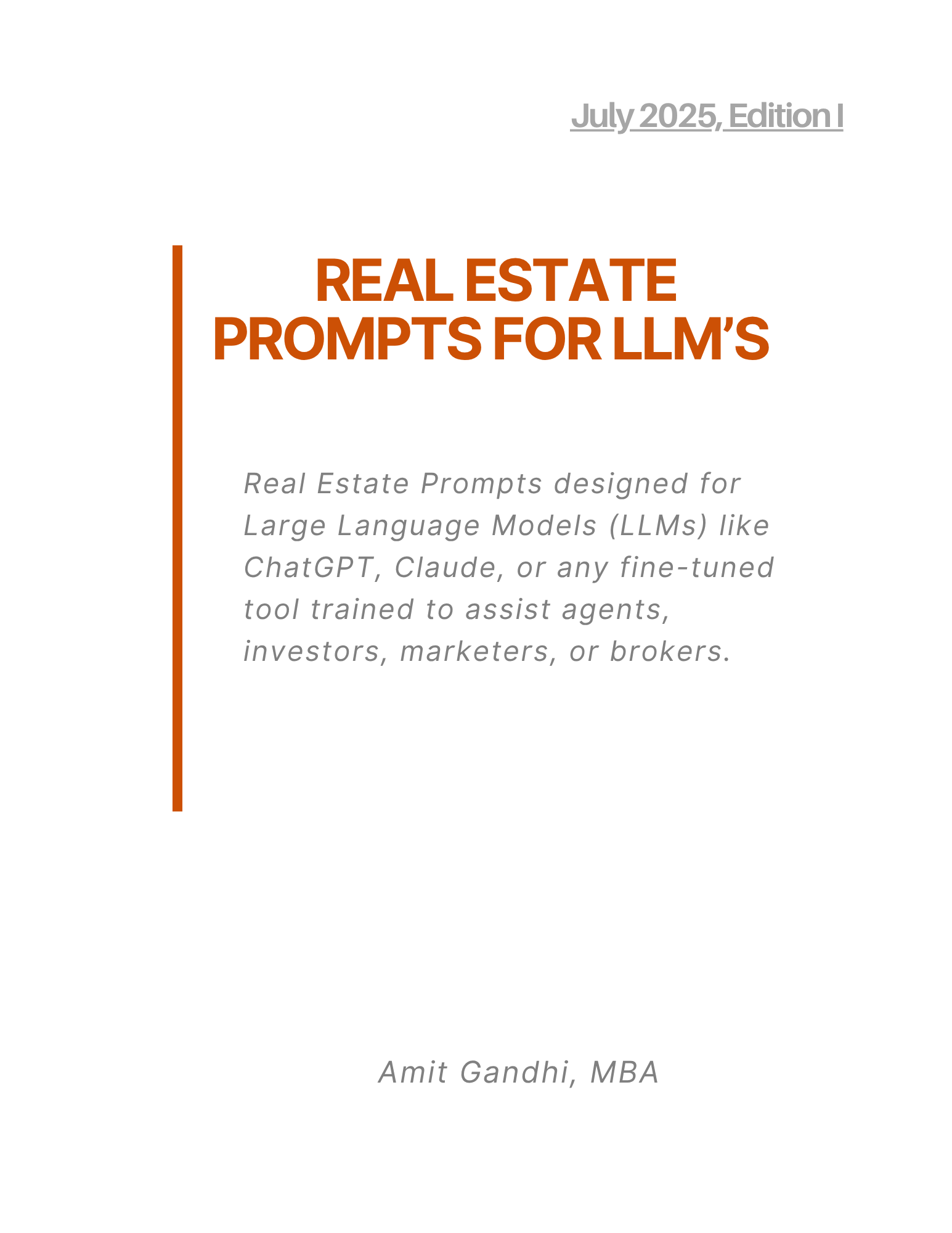 Real Estate Prompts for LLM's Cover