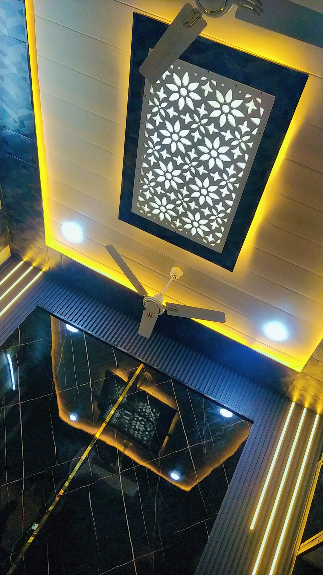 A room designed with WPC and Pvc ceiling and UV sheets as centre of attraction 