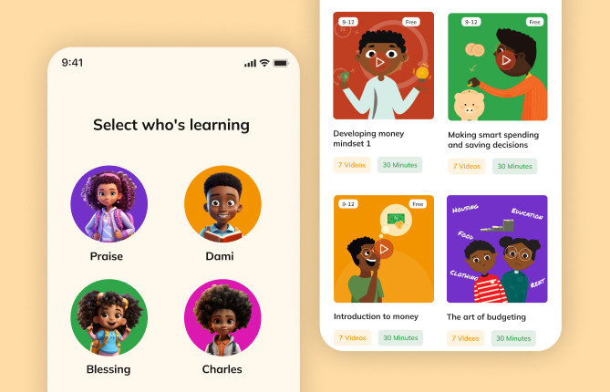 MoneyAfrica kids interface
