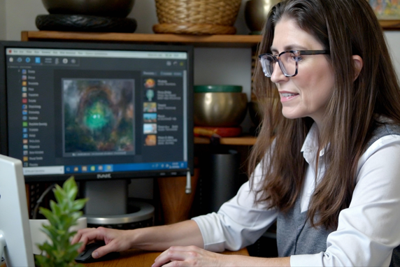 woman working at a computer