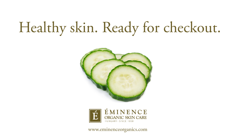 Eminence Organic Skincare. Order Online featuring cucumbers slices.