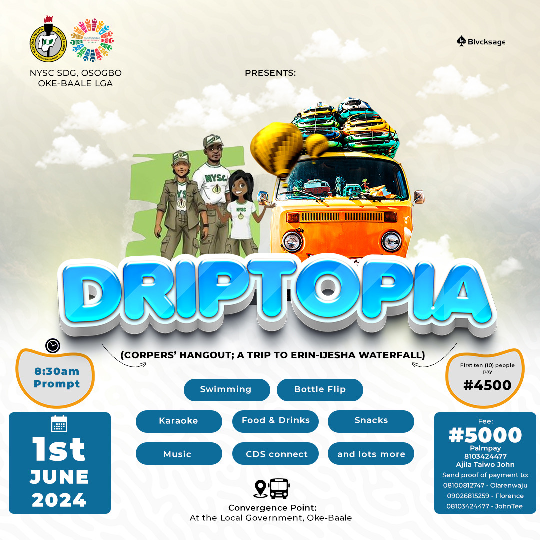As a National Youth Service Corp member I was tasked with the responsible of creating a visually compelling graphics for a planned Road trip and well it was a daunting task of different FFT acts. This came out on top personally 