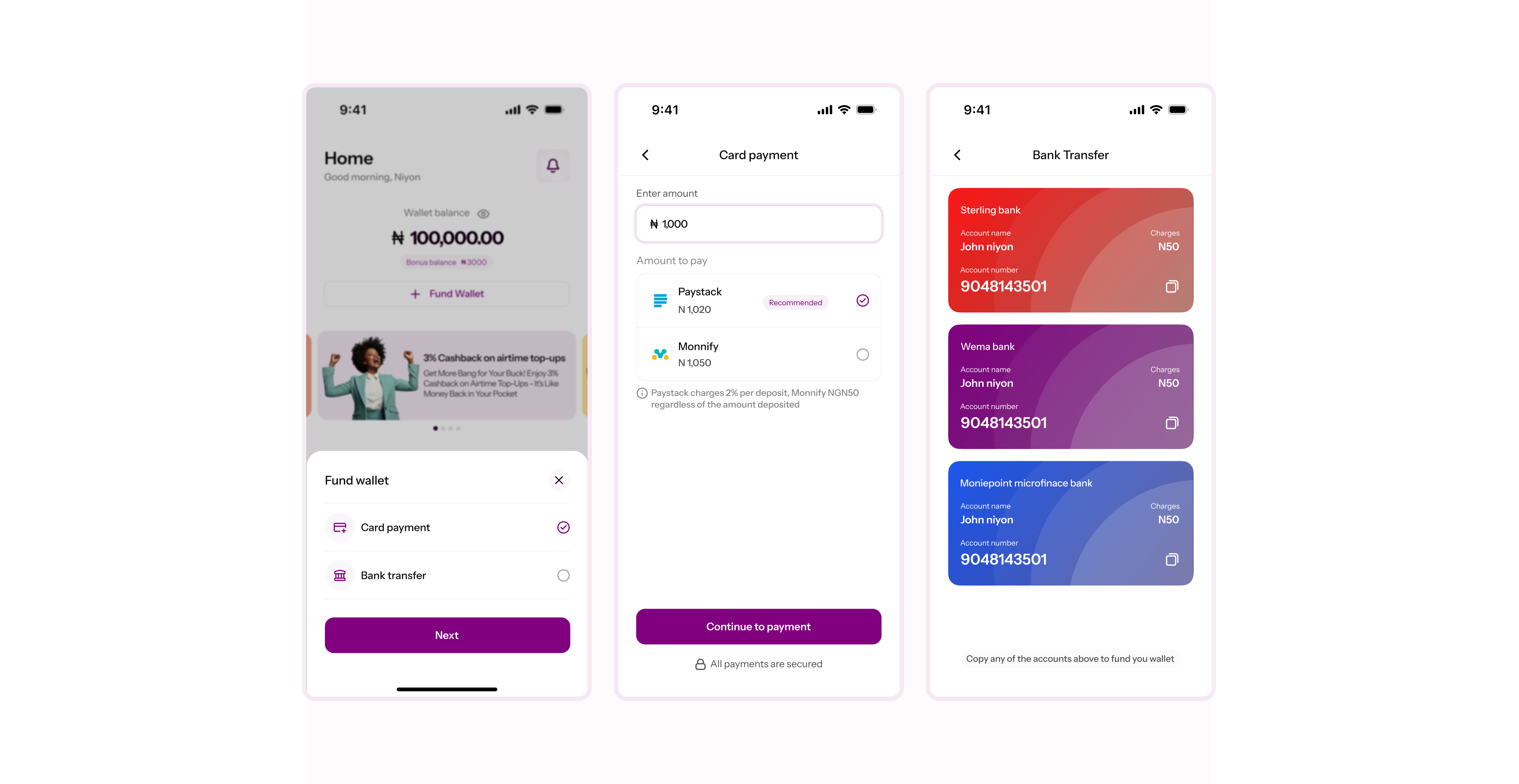 Wallet funding flow