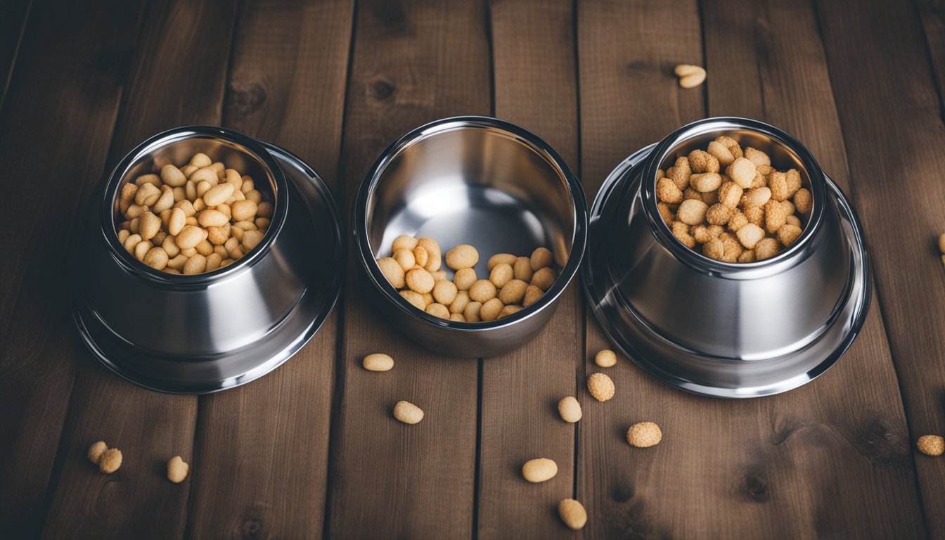 Dog food bowls with dog food