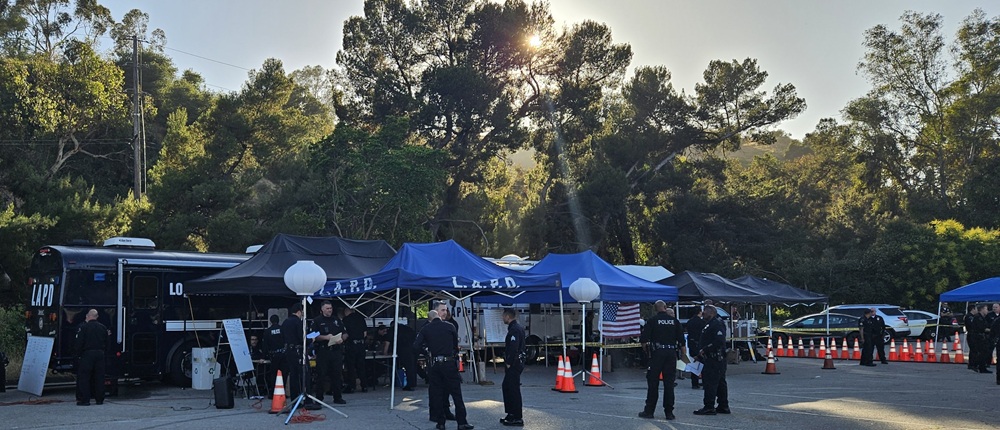 LAPD Command post: officers preparing for deployment