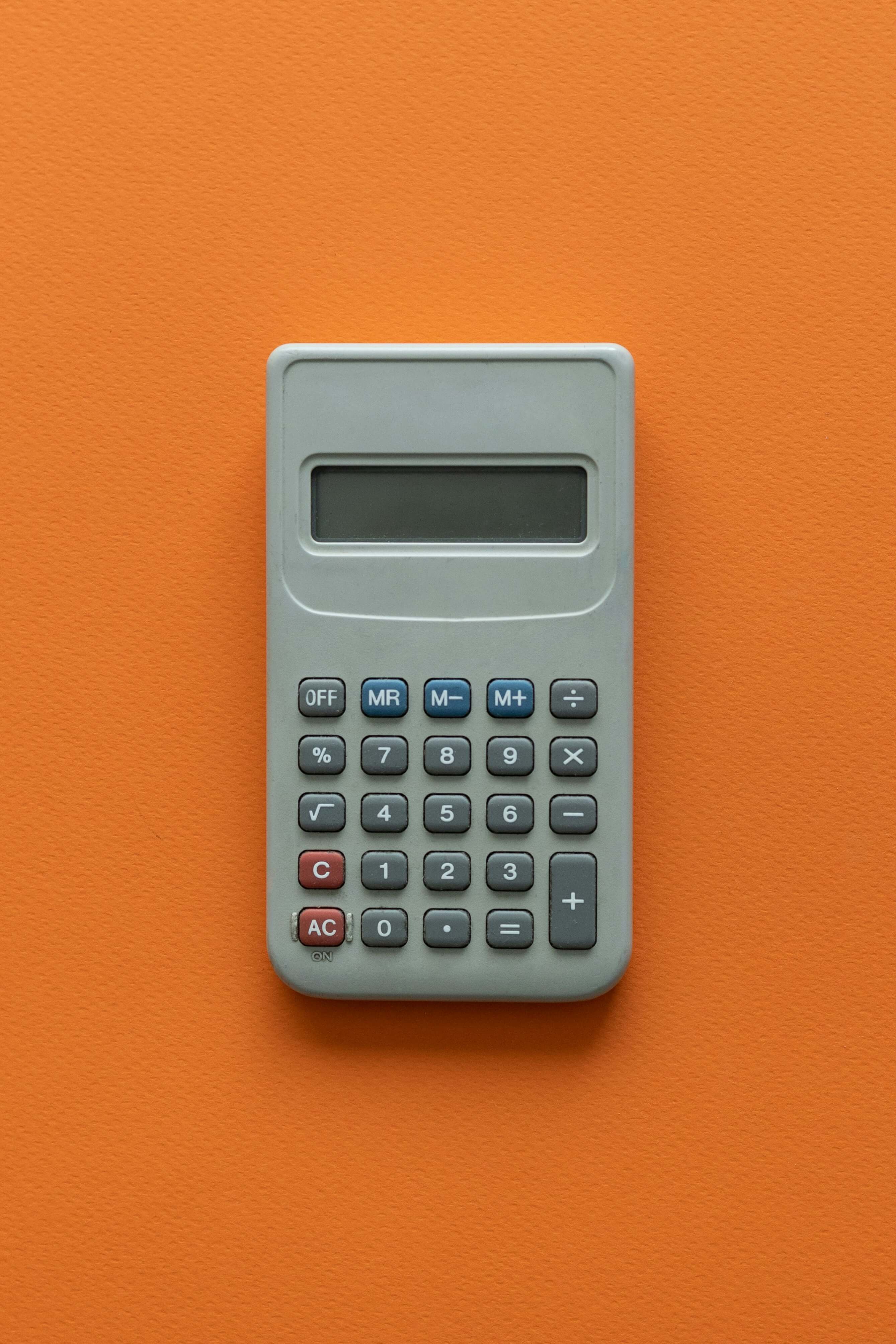 Calculator on orange table