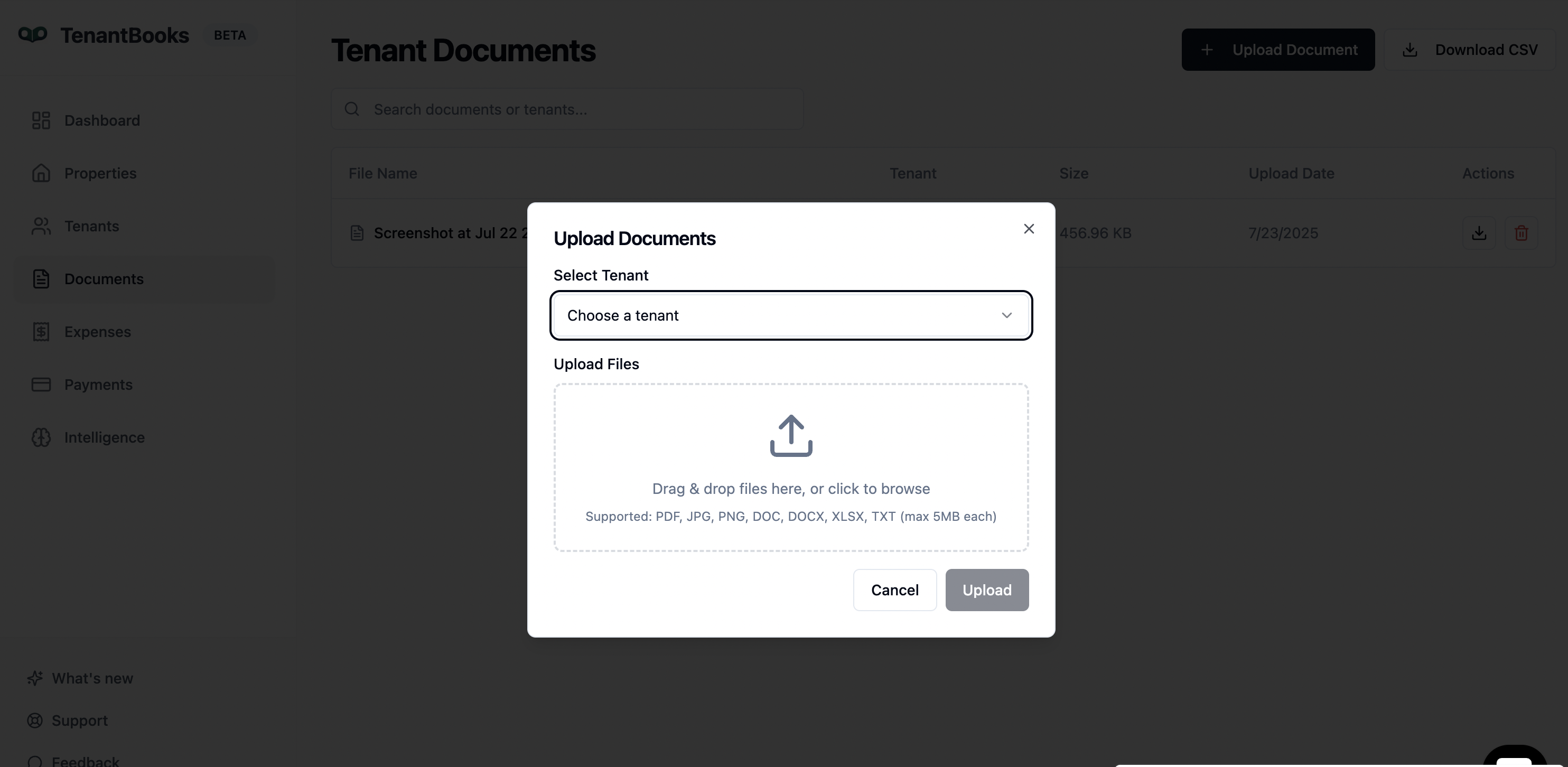 Tenant documents :keeping everything organized and secure in one place.