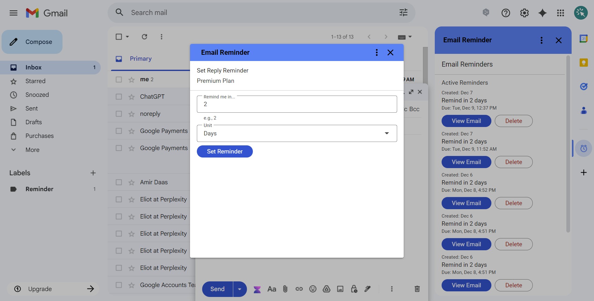 Email Reminder in Gmail™