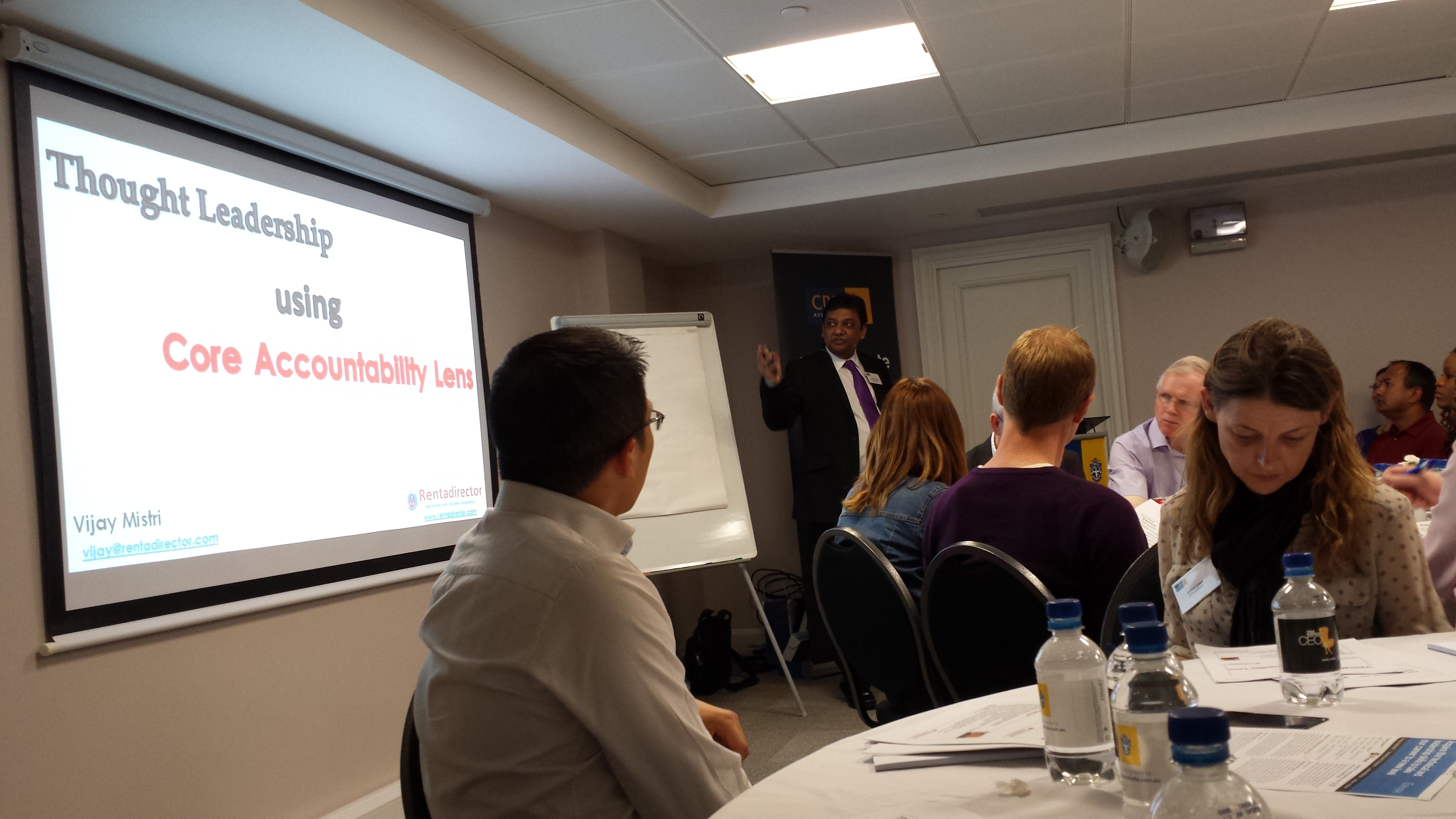 Vijay Mistri presenting thought leadership at CPA Australia conference in London