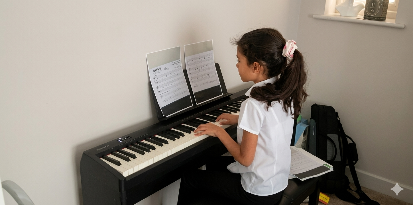Amelia playing the piano